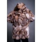 Γνήσια γούνα crystal fox με κουκούλα σε καφέ