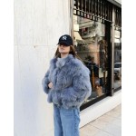 Γνήσια γούνα αλεπού σε γαλάζιο 