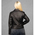  Δερμάτινο Γυναικείο Μπουφάν Μαύρο 