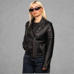  Δερμάτινο Γυναικείο Μπουφάν Μαύρο 