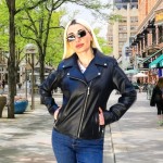 Δερμάτινο Γυναικείο Μπουφάν Biker Μαύρο 