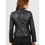  Δερμάτινο Γυναικείο Μπουφάν Μαύρο   