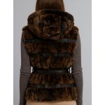 Αμάνικη γούνα ρεξ λαγός σε καφέ 