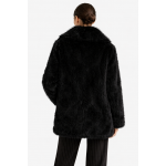 Οικολογική Μακρία Γούνα Παλτό σε Μαύρο 