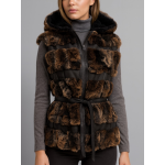 Αμάνικη γούνα ρεξ λαγός σε καφέ 