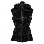 Αμάνικη γούνα ρεξ λαγός σε μαύρο 