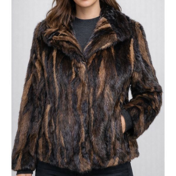 Γυναικεία Γούνα Βιζόν Κομματιαστό σε καφέ 