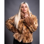 Γούνινη Ζακέτα Ζιμπελίνα σε μπέζ και καφέ 