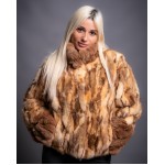 Γούνινη Ζακέτα Ζιμπελίνα σε μπέζ και καφέ 