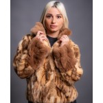 Γούνινη Ζακέτα Ζιμπελίνα σε μπέζ και καφέ 