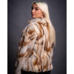 Γούνινη Ζακέτα Orylag σε μπέζ και καφέ