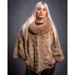 Κάπα από γνήσια γούνα Βιζόν σε καφέ
