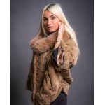Κάπα από γνήσια γούνα Βιζόν σε καφέ