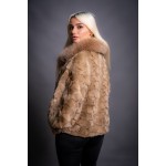 Κάπα από γνήσια γούνα Βιζόν σε καφέ