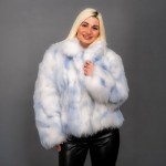 Γνήσια γούνα αλεπού σε άσπρο μπλέ  