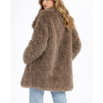 Οικολογική Μακρία Γούνα Παλτό σε Καφέ Γκρί  