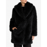Οικολογική Μακρία Γούνα Παλτό σε Μαύρο 