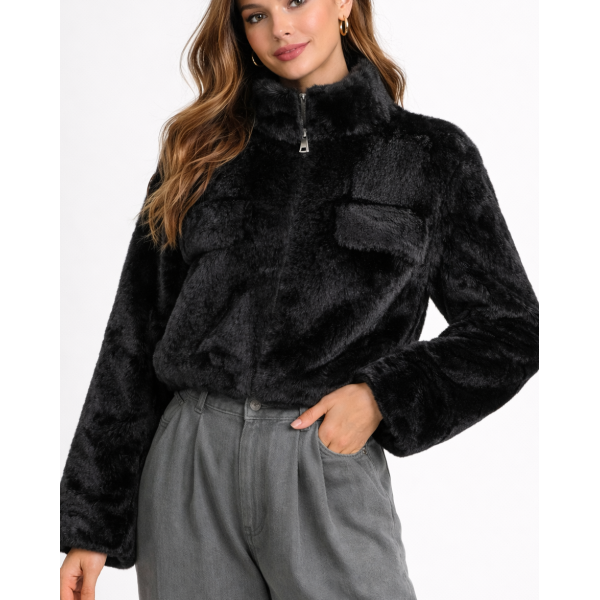 Κοντή Οικολογική Γούνα Μαύρη