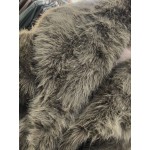 Οικολογική Μακρία Γούνα Παλτό σε Καφέ Γκρί  