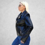 Δερμάτινο Γυναικείο Μπουφάν Biker Μαύρο 