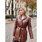 Δερμάτινη Γυναικεία Καμπαρντίνα σε Καφέ