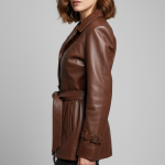 Δερμάτινη Γυναικεία Καμπαρντίνα σε Καφέ
