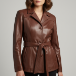 Δερμάτινη Γυναικεία Καμπαρντίνα σε Καφέ