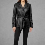 Δερμάτινη Κοντή Καμπαρντίνα σε μαύρο 