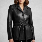 Δερμάτινη Κοντή Καμπαρντίνα σε μαύρο 