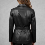 Δερμάτινη Κοντή Καμπαρντίνα σε μαύρο 