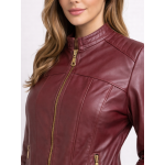 Δερμάτινο Γυναικείο Μπουφάν Μπορντό