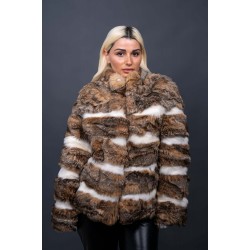 Γυναικεία γούνα Lynx σε άσπρο-κανελί     