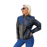 Δερμάτινο Γυναικείο Μπουφάν Μαύρο 