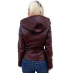 Δερμάτινο Γυναικείο Μπουφάν Δίχρωμο Μπορντό Κόκκινο  