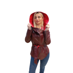 Δερμάτινο Γυναικείο Μπουφάν Δίχρωμο Μπορντό Κόκκινο  