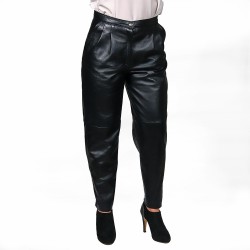 W-202 PANTS BLK Womens genuine leather pants in black