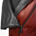 Δερμάτινο Γυναικείο Μπουφάν Δίχρωμο Μπορντό Κόκκινο  